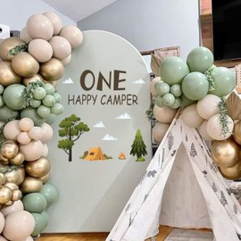 One Happy Camper Birthday Decal - Camping Theme, First Birthday Party Decoration for Baby Shower, Lumberjack First Birthday Decorations, Baby Photo Booth Props (Camper Decal)