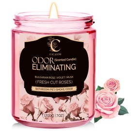 Bulgarian Rose Scented Candles for Home,50 Hours Long Lasting Soy Wax Candles,Odor Eliminating Aromatherapy Candle, Bathrooms Jar Candle for Home Decor, Pets, Smoke, Gift for Women and Men (7oz)