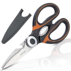 Ravian Kitchen Scissor Heavy Duty Shears with PP Cover Multifunctional Dishwasher Safe Stainless- Steel Sharp Scissor for Poultry, Fish, Meat, Vegetables, Herbs, BBQ, Flowers, Nuts