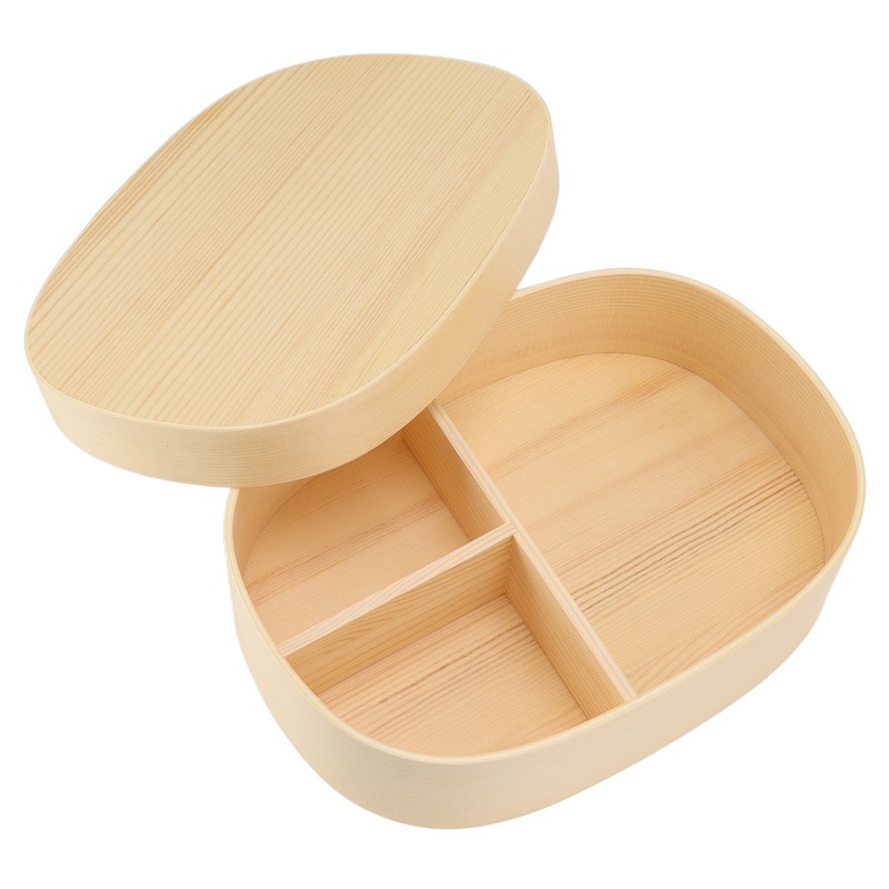 Bento Box Portable Japanese Style Wooden Large Single Layer Removable