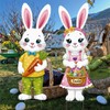 BoGlowHaven 2pcs Easter Yard Signs with Stakes, Cute Bunny Easter