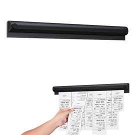 Supecesorio Ticket Holder, 30cm Aluminum Receipt Holder No Drill,Tab Grabber, Orders Bill Grabber Ticket Rail Rack Holder, for Walls Home Kitchen Food Office Cafes Pubs Bars Restaurant, Black