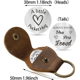 AWIWTOBQ Keychain,Pocket Hug Token Long Distance Relationship Keepsake, Double Sided Message Engraved with Leather Gift for Christmas Birthday Valentine's Day Anniversary