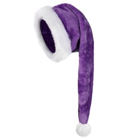 CCINEE Long Santa Hat for Adults,Plush Christmas Hats with White Fur for Christmas Holiday Party Decoration,Purple