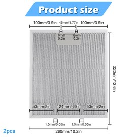 2 cookware cover filters， Extractor Fan Filters，Cooker Hood Filter Set，Universal Kitchen Extractor Fan Filters ， 5-Layer Aluminum Hood Filters (320 x 260 mm) for Effective Ventilation