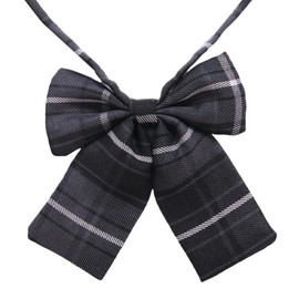 [Moerstar] 制服リボン スクールリボン セーラー服 蝶結び 蝶ネクタイ JK制服 女子 学生 可愛い 調整可能 チェック柄 格子柄 学校 通学 コスプレ 多色 紫 赤 水色 (ダークグレイ)