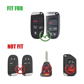 Zinc Alloy Smart Remote Car Key Fob Case Cover Protector Shell Compatible for Jeep Grand Cherokee Dodge Challenger Charger Dart Durango Journey Chrysler 200 300(5 Buttons Silver)