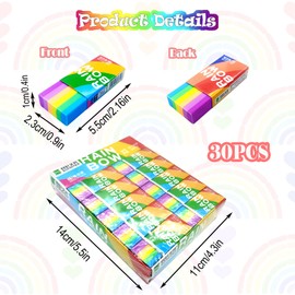 2B Children's Eraser, 30 Pieces Children's Eraser, Soft Eraser, Mini Eraser, 2B Soft School Eraser Set, Eraser Cube for Children, Children's Party Bag, Gift Toy for Schools, Sketches, Office