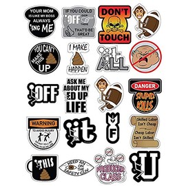 1 Set XL (20pcs) Hard Hat, Tool Box Stickers Funny | 100% PVC ! Funny Decals for Construction, Electrician, Union, OSHA, Oilfield, Military, Fire Crew, Mechanics | Display Your American Flag!