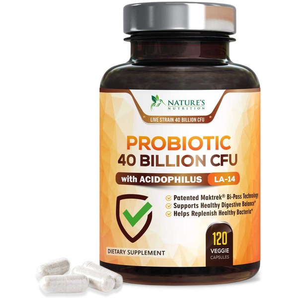 Probiotic 40 Billion Cfu - 15x More Effective with Targeted Release, Lactobacillus Acidophilus Probiotics, Made in USA, Non-GMO, for Women & Men, Immune Support and Digestive Health - 120 Capsules
