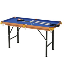 Soozier 55" Portable Folding Billiards Table Game Pool Table for Whole Family Number Use with Cues, Ball, Rack, Chalk, Blue