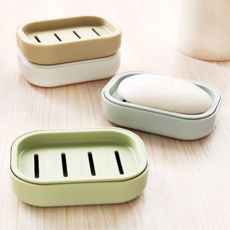 4PCS Plastic Square Soap Dish Bar Soap Holder for Shower