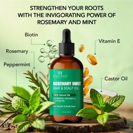 Botanic Hearth Hair Oil for Hair Growth & Hair Styling Texturizer | Strengthening Dry, Frizzy, Damaged Hair & Scalp Treatment | No Parabens or Sulfates | Rosemary Mint | 2 Fl Oz