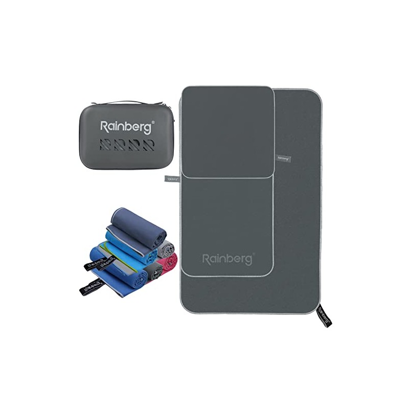 Rainberg 3PK Microfibre Sports Towel, Fast Drying, Super Absorbent, Ultra-Compact,