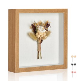 MUXIUNT 11x11 Shadow Box Picture Frame Display Case with Soft Linen Back-Thickened Panel,Large Brown Deep Shadow Box Frame 11x11 for Graduation Flower Medal Pet Photo Craft Memorial Gift