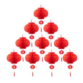 TopAAA - Faroles de papel rojo chino de 10 pulgadas, decoraciones para festivales de Año Nuevo, festivales de primavera, bodas y restaurantes (juego de 10)