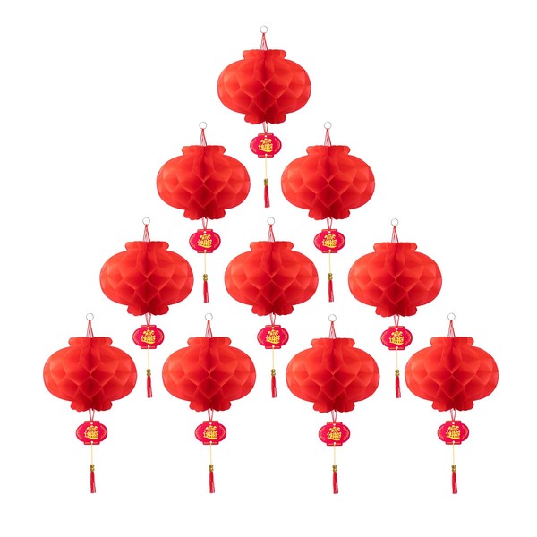 TopAAA - Faroles de papel rojo chino de 10 pulgadas,