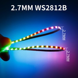 Xnbada 6.5FT WS2812B WS2812 2.7mm Ultra Narrow LED Strip,DC5V 160LEDs/m Individually Addressable Dream Color Flexible Smart Light Tape for Bedroom,Kitchen,Stage,TV Backlight(No Adapter or Controller)