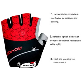 Mountain Biking Gloves Men Half Finger Gel Padded Biking Gloves Breathable Red Gloves(Red,Medium)