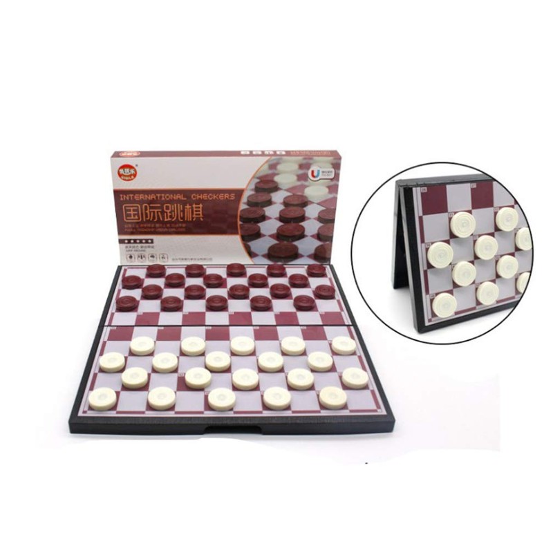 TOYANDONA Draughts Board Games Wooden Draught Magnetic Checkers Board Game