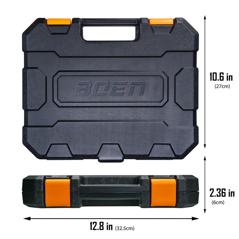BOEN 1/2" Drive Metric Deep Impact Socket Set, 20 Piece