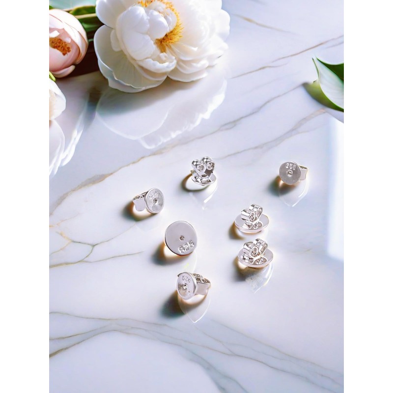Pack of 12 925 Sterling Silver Stud Clasps, TUIOLUI Flat