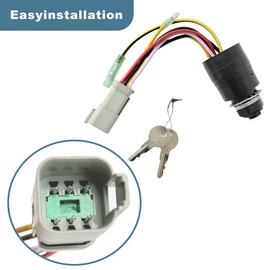 129572 Ignition Switch with 2 Key Compatible with Tracker Boats, 2 Keys 3 Position 6 Wire Connectors