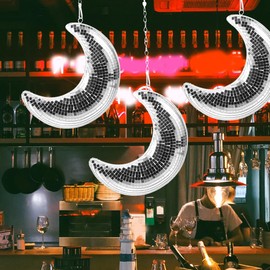 Angoily Moon Disco Ball, Moon Shaped Hanging Mirror Ball with Chain for Bar Ktv Stage Home Wedding Birthday Retro Disco Home Decoration