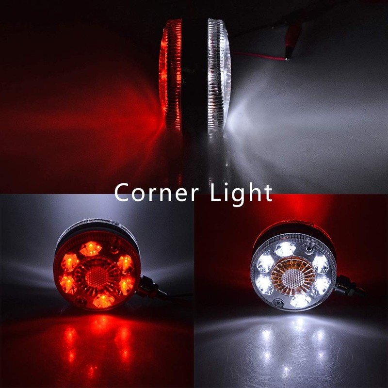 4pcs 3" Round 24-LED Double Face Red-Amber Turn Brake Stop