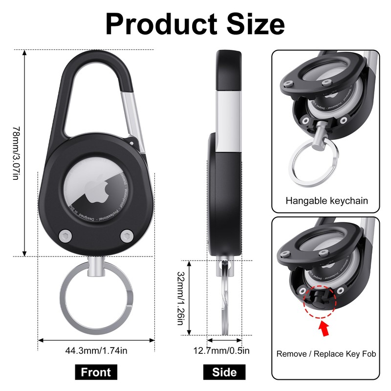 for AirTag Holder with Car Keychain, Heavy Duty Carabiner Keychain