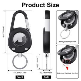 for AirTag Holder with Car Keychain, Heavy Duty Carabiner Keychain with AirTag Holder for Keys, Luggage, Backpacks, Pets & Travel