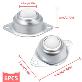 BLLREMIPSUR Pack of 6 Ball CastorsFurniture Ball Castors Furniture Castors Swivel Castors Flat Ball Roller Bearing Furniture CastorsFurniture Luggage & Conveyor Belts Mounted Roller Bearing, Silver