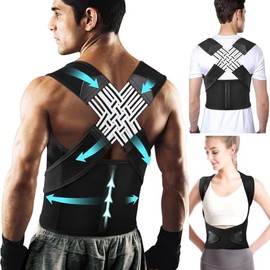 JINGSHUBO Back Straightener, Posture Corrector for Men and Women, Back Posture Corrector, Lumbar Support, Adjustable Back Pose Corrector (Black Grey, M)