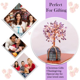Crocon Amethyst Gemstone Tree with Multi Fluorite Natural Stone Base | Copper Wire | Feng Shui Figurine | Home Decoration Ornament | Reiki Healing Crystal | Wealth & Good Luck | Gift | Decor
