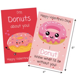 Quera ​24 Pcs Valentine'S Day Cards With Envelopes And Stickers, Hearts And Donuts Themed Greeting Cards, Kids Classroom Exchange, Wedding Cards, Valentines Party Favorites, 8 Designs​