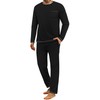 Demegimi Mens Pyjamas Set Long Sleeve Crew Top and Cotton