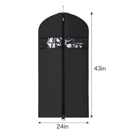 Univivi Garment Bag 43 inch Suit Bag for Storage (Set of 5), Foldable Washable Clear Lightweight Garment Bags for Costumes Suits Coats (60cm*109cm)