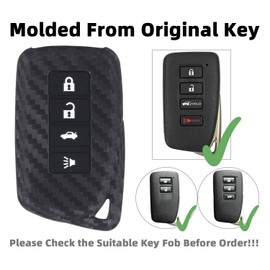 iSaddle for Lexus Fob Cover - Carbon Fiber Pattern Car Key Fob Protector for Lexus ES350 ES300H ES250 GS250 GS350 GS450H RX350 UX200 NX300 IS200 IS300 GX460 LX570 Antitheft Keyless Entry/w Keychain