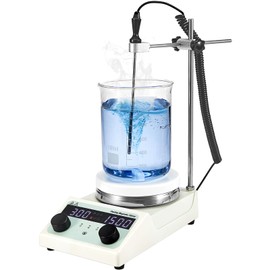 ScitoLAB 5.5 inch Magnetic Stirrer Hot Plate, Max Temp 572℉/ 300℃, 100-1500RPM Ceramic Coated Aluminum Stir Plate, Max 5L Stirring Capacity, with Stir Bar, Temp Probe Sensor, Stand