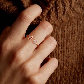 Initial Rings for Teen Girls, Rose Gold Rings for Girls Letter W Initial Rings for Girls Heart Rings for Teen Girls Kids Rings for Girls Adjustable Rings for Girls Stackable Rings for Teen Girls Gifts