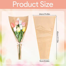 100Pcs Flower Bags for Bouquets Kraft Paper Flower Bouquet Bags for Floral Wrapping Flower Sleeves for Bouquets Florist Supplies Wrapping Paper for Birthday Wedding Graduation Gifts, 17.7x9.4x3.5 Inch