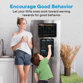 Black Magnetic Acrylic Dry Erase Calendar for Fridge, Monthly & Weekly/Chore Chart Planning Board Set for Kids/Adults/Teens, Includes 7 Colorful Markers, 16"x12"