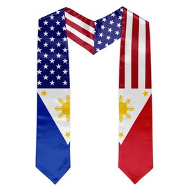 BMHHTM USA Philippines Mixed Flag Graduation Stole 72" Filipino Flag Graduation Sash for Graduate