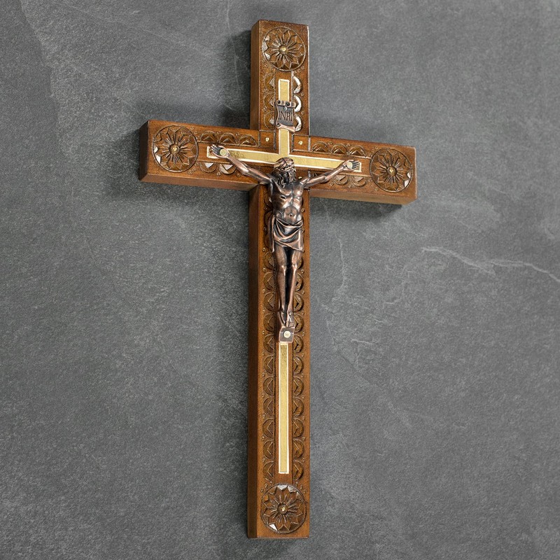 Asterom Hand Carved Crucifix Wall Cross for Home Decor -