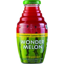 Wonder Melon Organic Watermelon Juice with Lemon & Cayenne, 8.45oz (6 Pack) 100% Juice, Cold Pressed