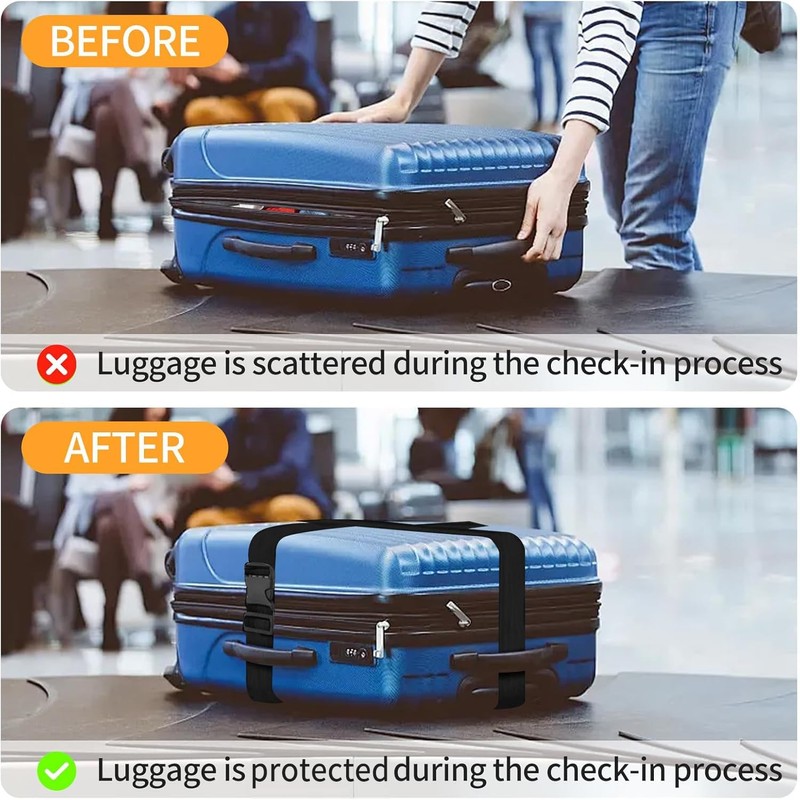 DAWNTREES Luggage Straps,4 Pack Heavy Duty Adjustable Suitcase Belt with
