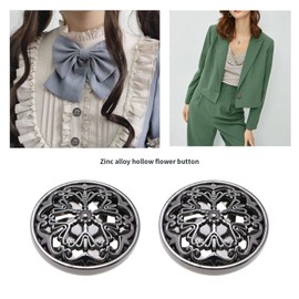 VGOL 20pcs Clothes Button 25mm Fashion Hollow Flower Alloy Round Shaped Sewing Button for Men Women Blazer Coat Uniform Shirt and Jacket Black