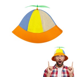 SIEBOLD Propeller Hat, Helicopter Cap, Propeller Cap, Funny Hats, Fancy Dress Party Hats with Night Fluorescent Propeller, Suitable for Boys and Girls, Orange (7+ Years Adult)