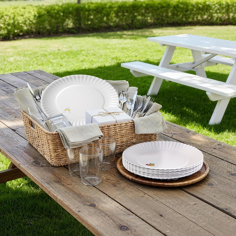 TP Upgraded Sturdy 10.5" Reusable Melamine Paper Plates, Lightweight Round