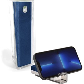eDealz All in One Screen Cleaning Spray with Microfiber and Phone Stand. Cleans and Removes Oil and Dirt from Smartphones, Tablets, LCD, LED Laptop, TV Screens and More (Navy)